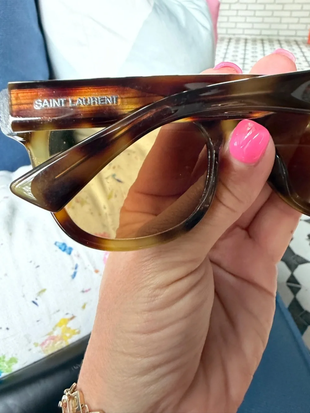 Saint Laurent Brown Tortoiseshell Sunglasses - Picture 5 of 8